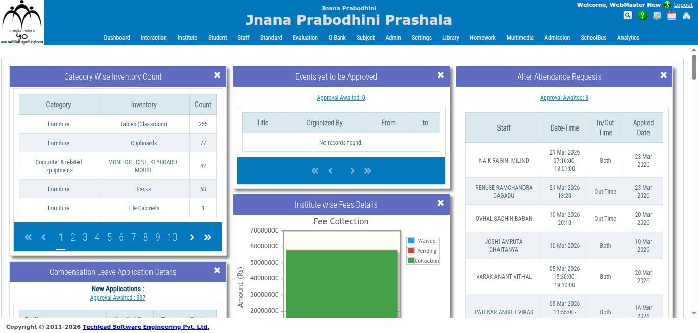 School management dashboard — academics, operations and analytics